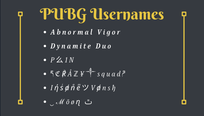 Stylish Names for Pubg