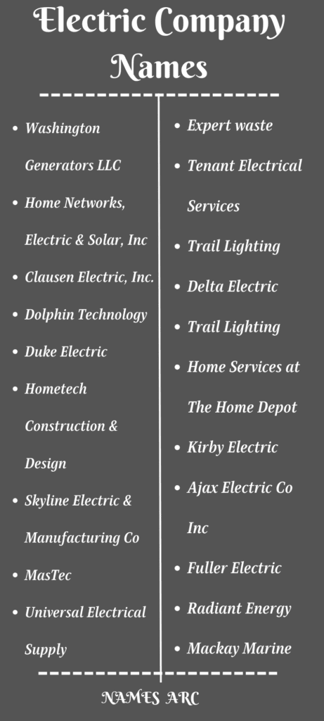 Top Electrical Company Names