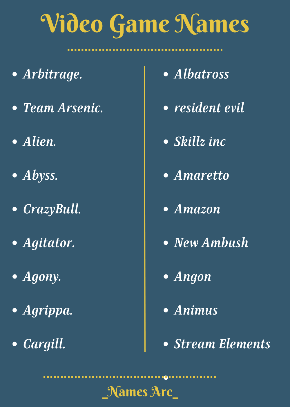 Best Video Game Names