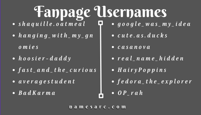 Fanpage Usernames for girls