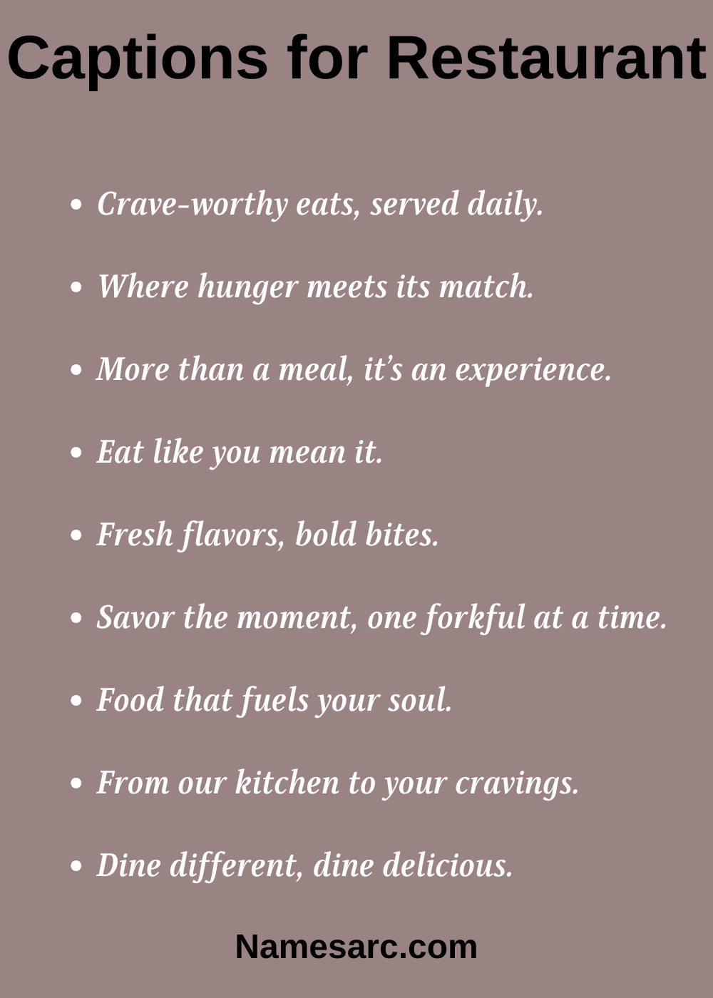 Captions for Restaurant